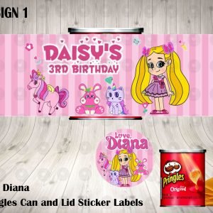 Love Diana Pringles Can and Lid Labels