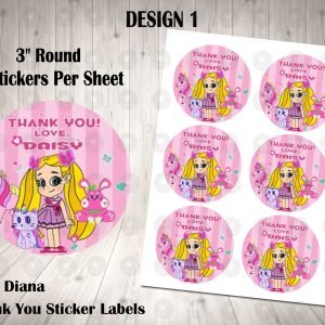 Love Diana 3inch Round Thank You Stickers