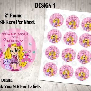 Love Diana 2inch Round Thank You Stickers