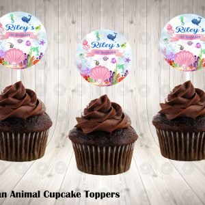Ocean Animals Round Cupcake Toppers
