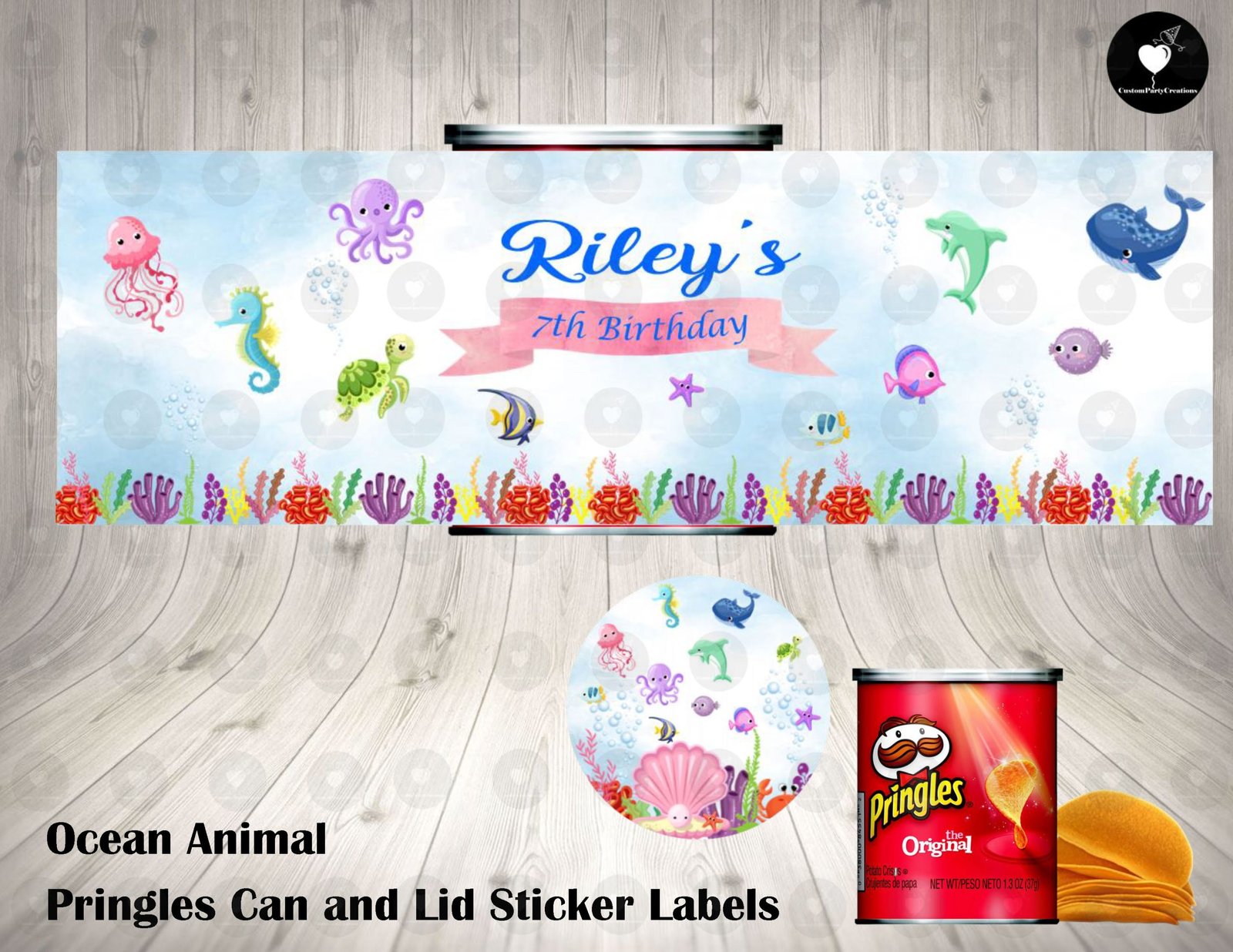 Ocean Animals Pringles Can and Lid Labels 1 Ocean Animals Pringles Can and Lid Labels