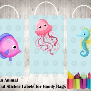 Ocean Animals Die Cut Goody Bag Labels