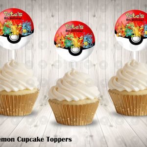 Pokemon Round Cupcake Toppers