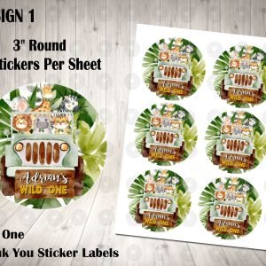 Wild One 3inch Round Thank You Stickers