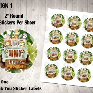 Wild One 2inch Colorful Round Thank You Stickers