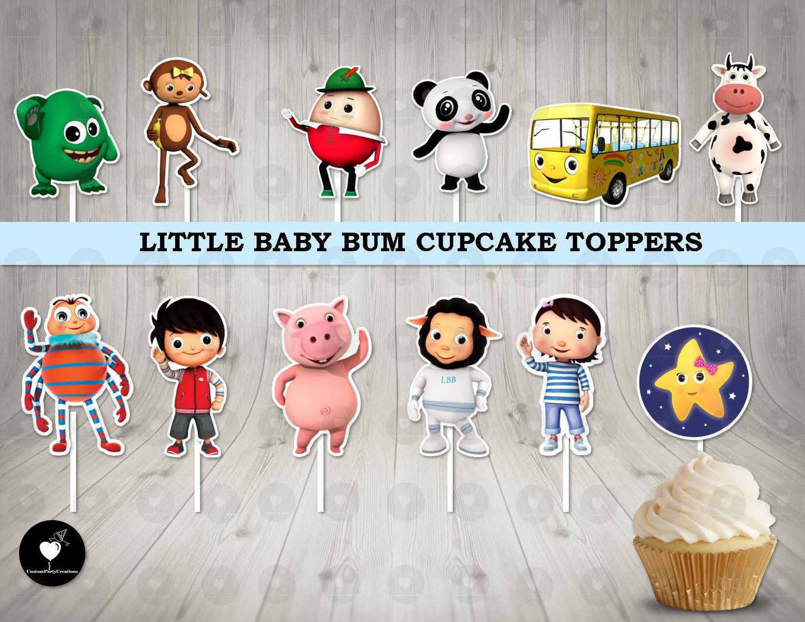 Little Baby Bum Playful Cupcake Toppers 1 Little Baby Bum Playful Cupcake Toppers