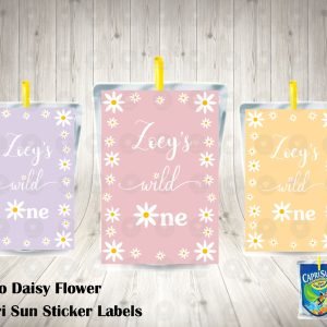 Retro Daisy First Birthday Wild One Capri Sun Labels