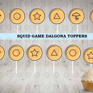 Squid Game Dalgona Cupcake Toppers