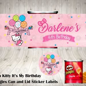 Hello Kitty Classic Pink Colorful Pringles Can and Lid Labels