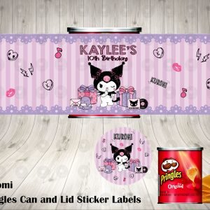 Kuromi Hello Kitty Fun Pringles Can and Lid Labels
