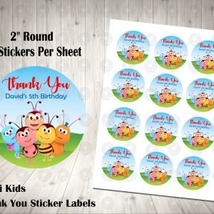 Bichi Kids 2inch Colorful Round Thank You Stickers