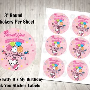 Hello Kitty Classic Pink Colorful 3inch Round Thank You Stickers