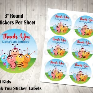 Bichi Kids 3inch Round Thank You Stickers