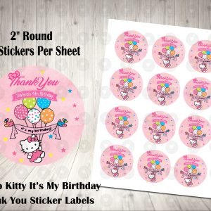 Hello Kitty Classic Pink Colorful 2inch Colorful Round Thank You Stickers