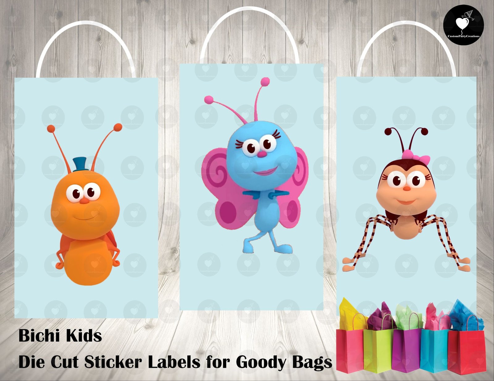 Bichi Kids Die Cut Goody Bag Labels 1 Bichi Kids Die Cut Goody Bag Labels