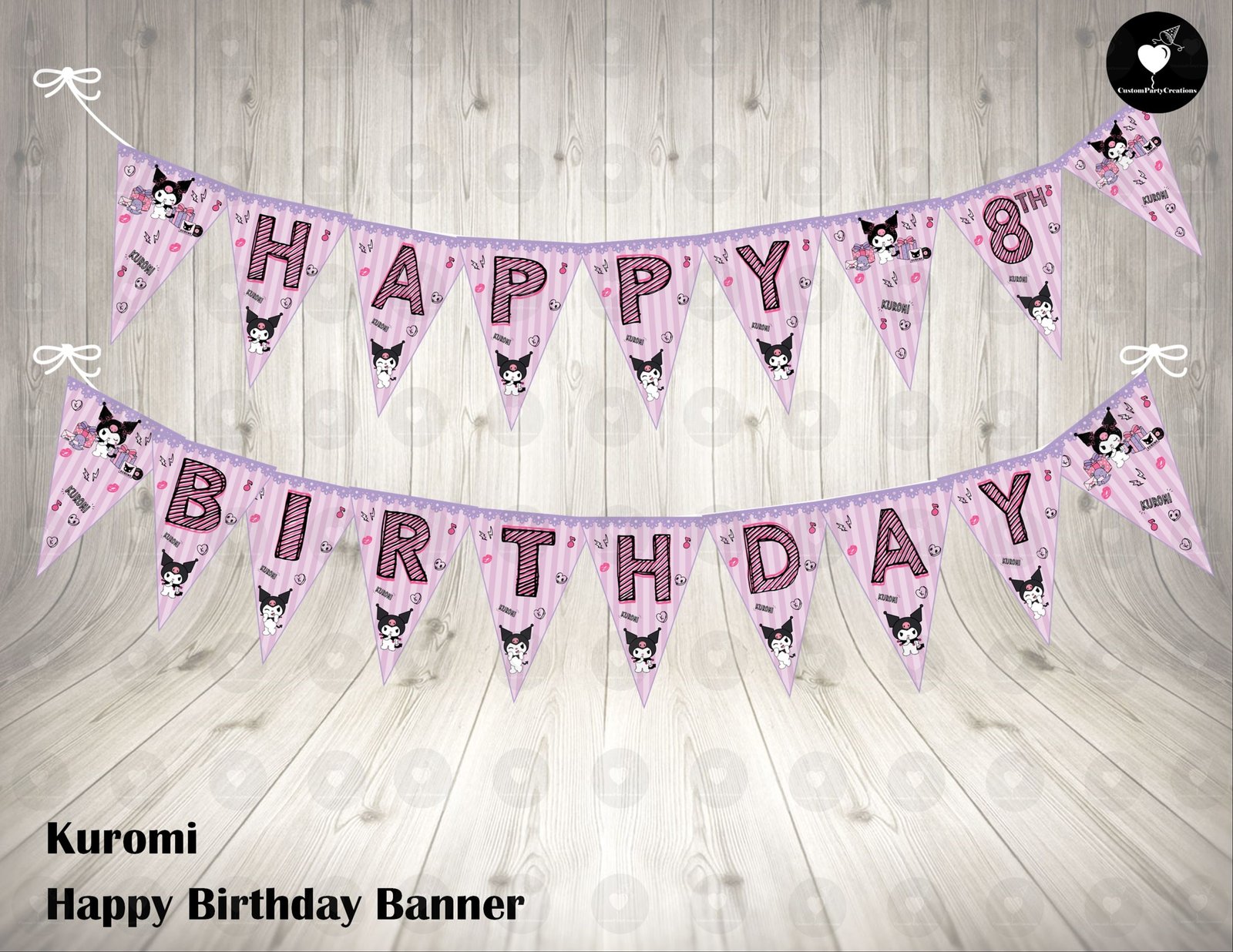 Kuromi Hello Kitty Fun Birthday Party Banner 1 Kuromi Hello Kitty Fun Birthday Party Banner