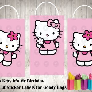 Hello Kitty Classic Pink Colorful Die Cut Goody Bag Labels