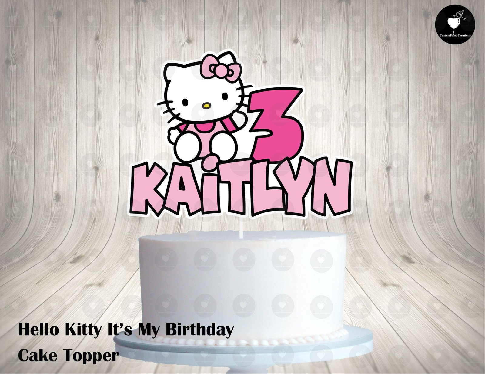 Hello Kitty Classic Pink Colorful Cake Topper 1 Hello Kitty Classic Pink Colorful Cake Topper
