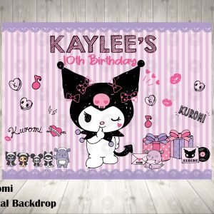 Kuromi Hello Kitty Fun Personalized Backdrop IMAGE ONLY