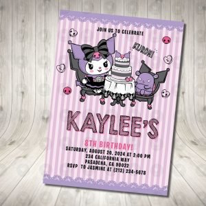 Kuromi Colorful Fun Cake Invite Invitation Birthday Party