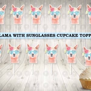 Llama with Sunglasses Playful Fun Cupcake Toppers