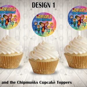 Alvin and the Chipmunks Animated Fun Colorful Round Cupcake Toppers