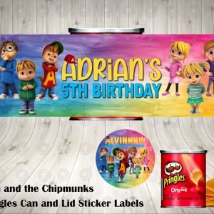 Alvin and the Chipmunks Animated Fun Colorful Pringles Can and Lid Labels