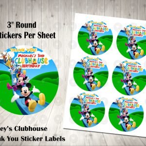 Mickey Mouse Clubhouse Fun Colorful 3inch Round Thank You Stickers