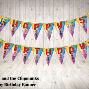 Alvin and the Chipmunks Animated Fun Colorful Birthday Party Banner