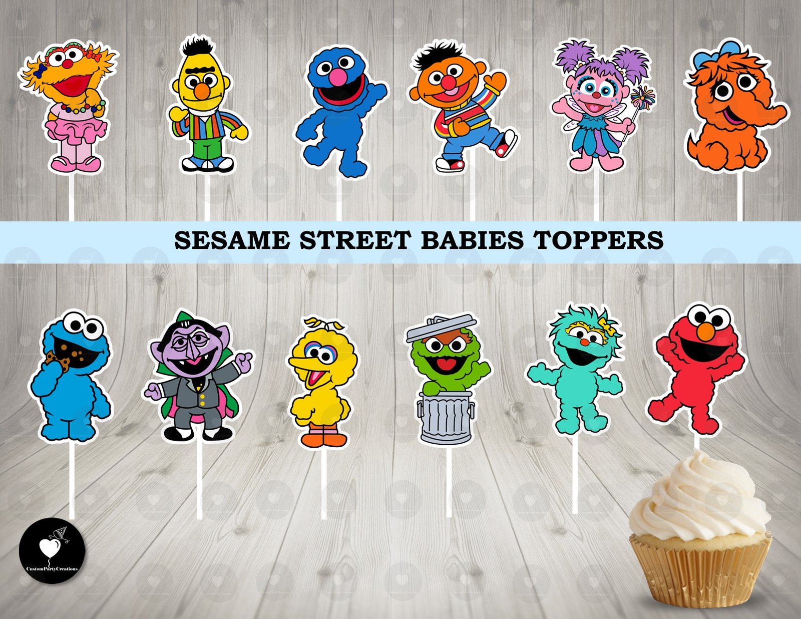 Sesame Street Babies Colorful Cupcake Toppers 1 Sesame Street Babies Colorful Cupcake Toppers