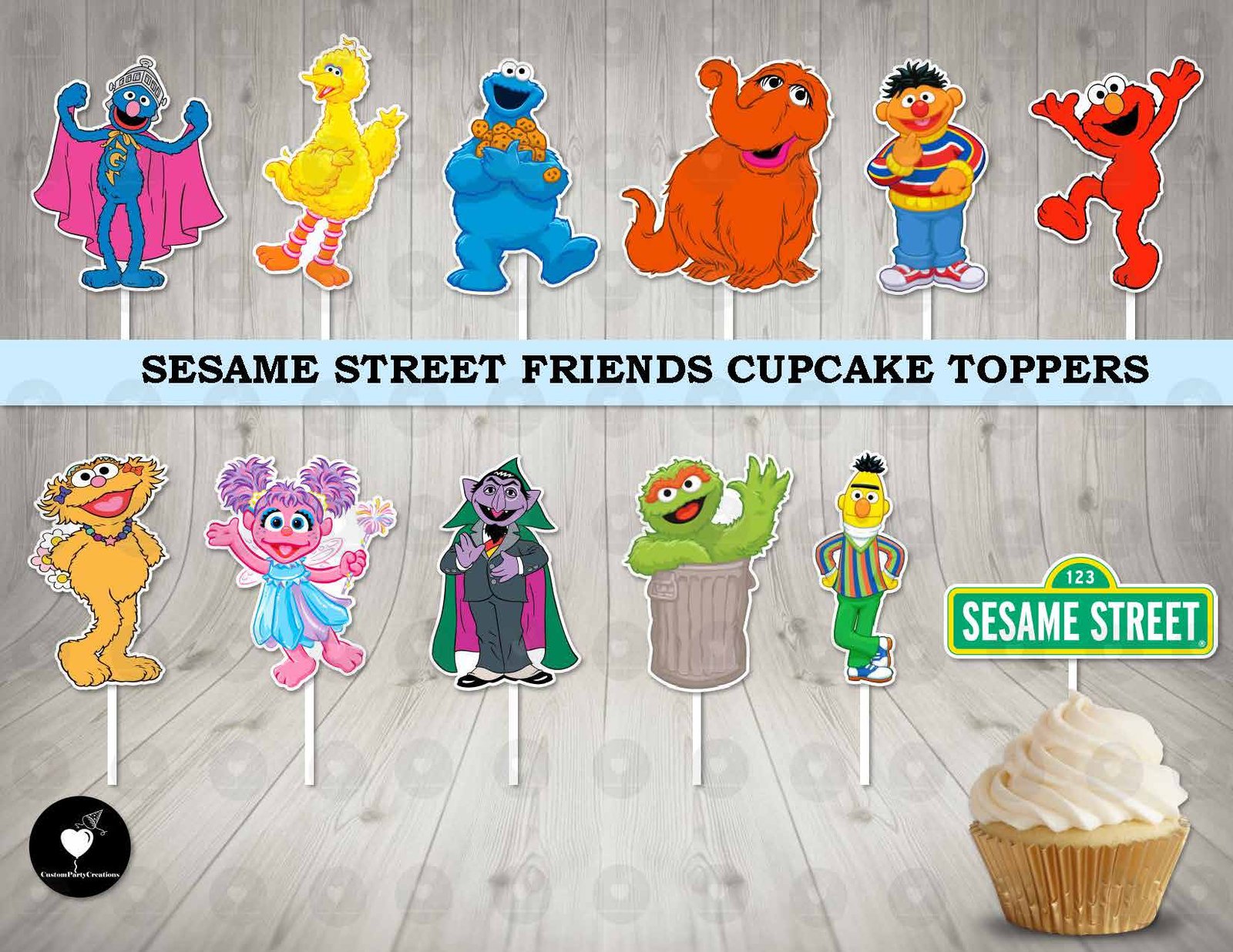 Sesame Street Friends Colorful Cupcake Toppers 1 Sesame Street Friends Colorful Cupcake Toppers