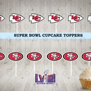 Super Bowl 57 LVIII Chiefs Niners Cupcake Toppers