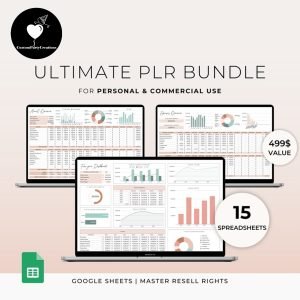 PLR Spreadsheets Bundle for Google Sheets Master Resell Rights Commercial License PLR Templates Budget Spreadsheets