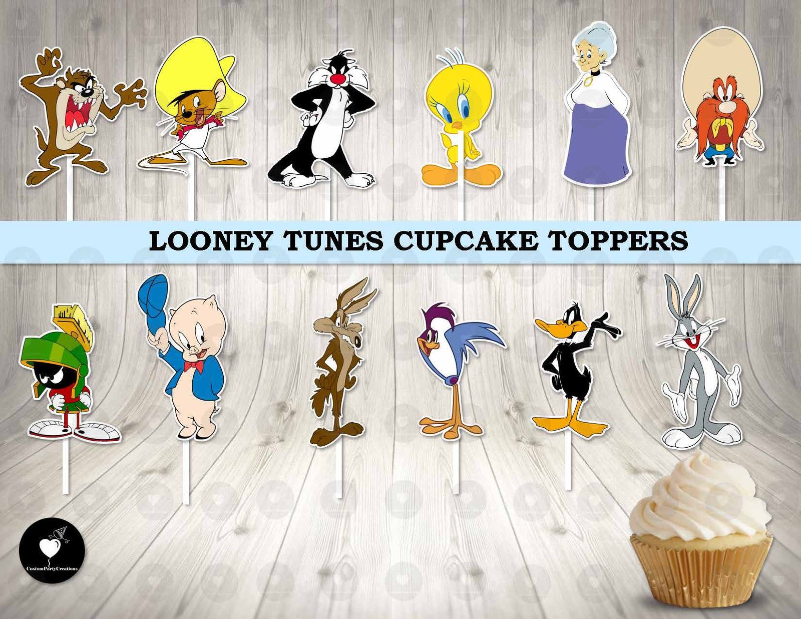 Looney Tunes Friends Colorful Cupcake Toppers 1 Looney Tunes Friends Colorful Cupcake Toppers