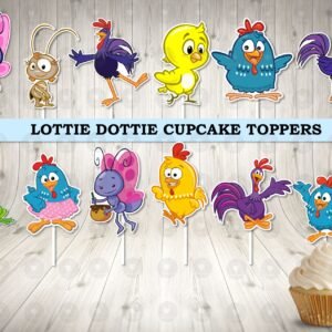 Lottie Dottie Chicken Gallina Pintadita Colorful Cupcake Toppers