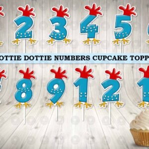 Lottie Dottie Numbers Colorful Cupcake Toppers