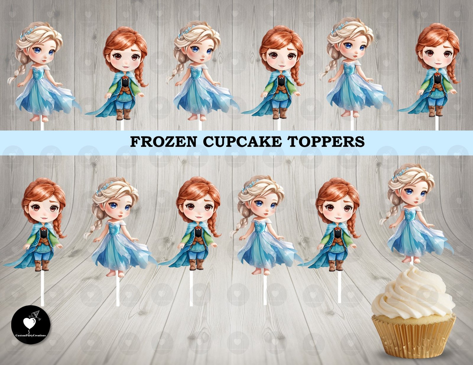 Frozen Toddlers Cute Cupcake Toppers 1 Frozen Toddlers Cute Cupcake Toppers