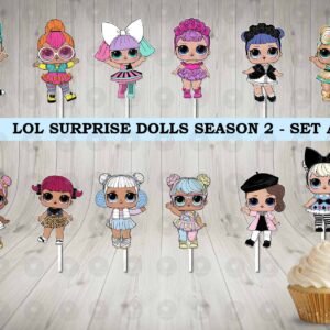 LOL Surprise Dolls Season 2 Set A B C Colorful Cupcake Toppers