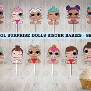 LOL Surprise Dolls Sisters Set A B C Colorful Cupcake Toppers
