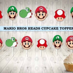 Mario Bros Big Heads Cupcake Toppers