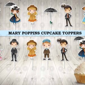 Marry Poppins Colorful Cupcake Toppers