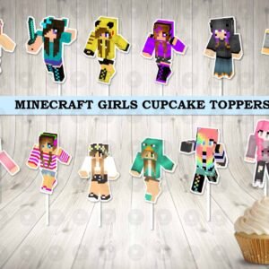 Minecraft Girls Fun Colorful Cupcake Toppers
