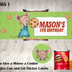 If You Give a Mouse a Cookie Pringles Can and Lid Labels