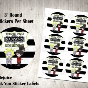 Beetlejuice Scary 3 inch Round Thank You Stickers