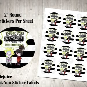 Beetlejuice Scary 2 inch Colorful Round Thank You Stickers