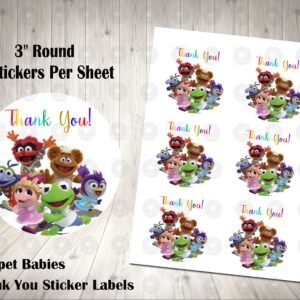 Muppet Babies Funny 3 inch Round Thank You Stickers