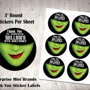 Wicked Themed 3 inch Round Thank You Stickers