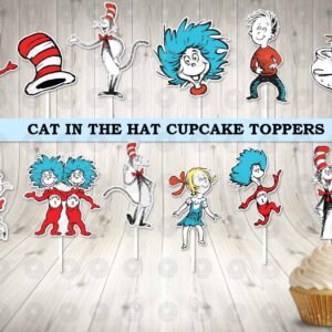 Dr Seuss Cat in the Hat Cupcake Toppers
