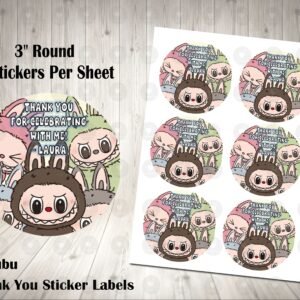 Labubu 3 inch Round Thank You Stickers