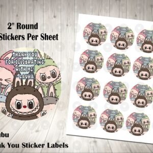 Labubu 2 inch Colorful Round Thank You Stickers
